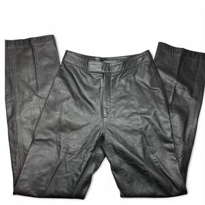 COPPER KEY Black Genuine Leather Straight Pants Womens 3 Whimsigoth Biker Edgy